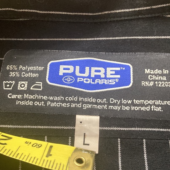 Polaris Men's Short-Sleeve Pit Shirt with Logo, Black & Grey Striped sz L - Picture 5 of 5